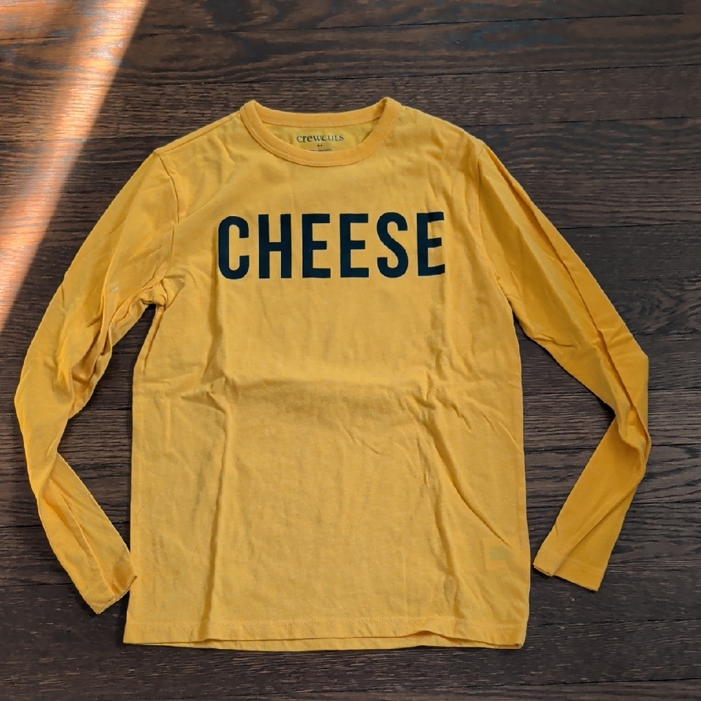 J Crew Crewcuts Yellow Long Sleeve 'CHEESE' Shirt